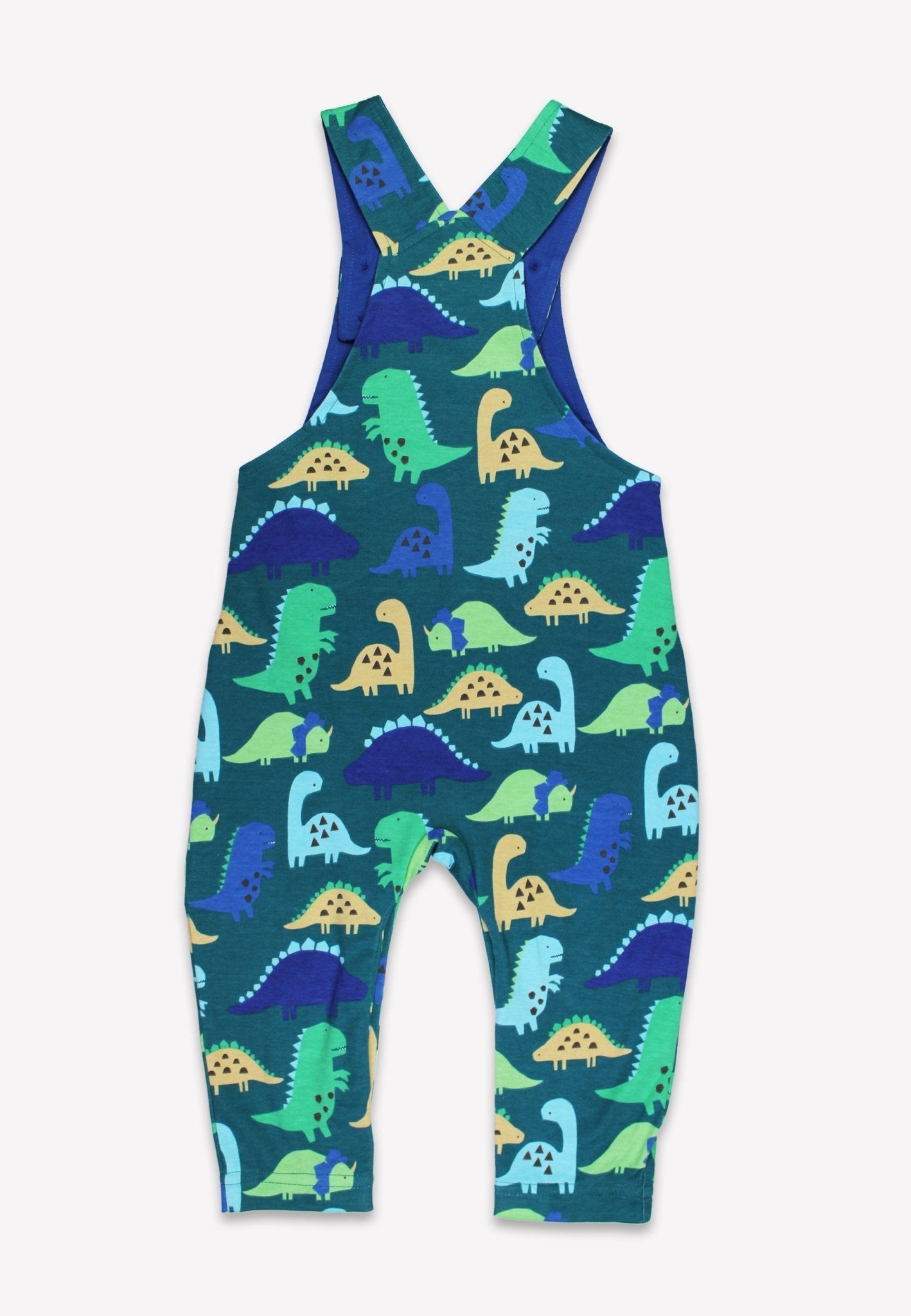 Toby Tiger Organic Dungarees - Tonal Dinosaur Print