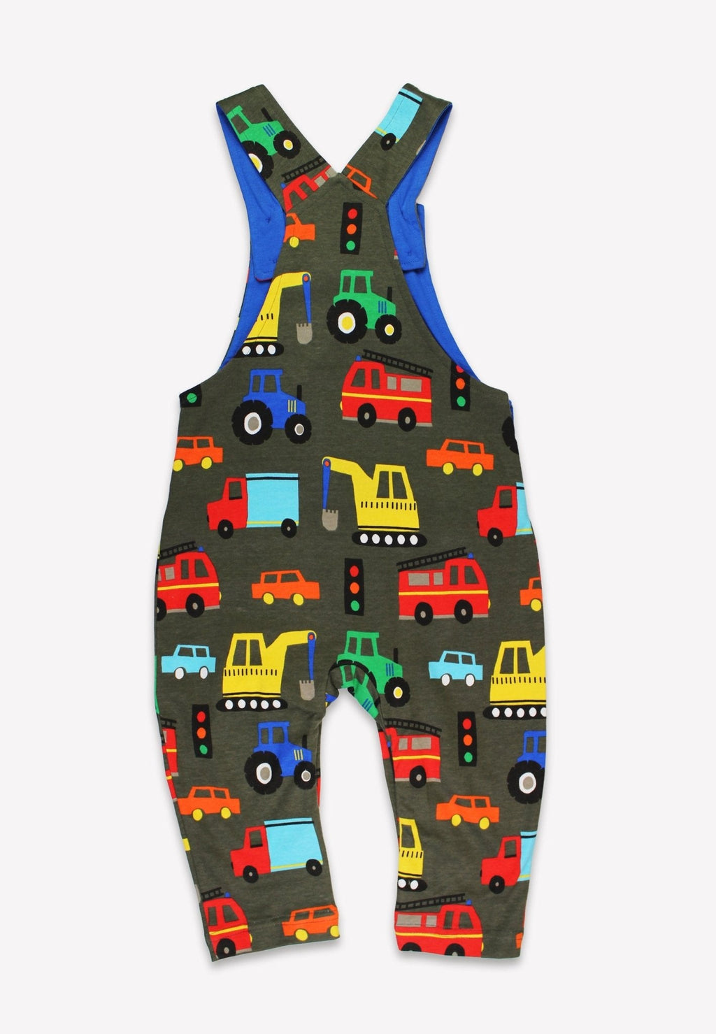 Toby Tiger Organic Dungarees - Transport Print