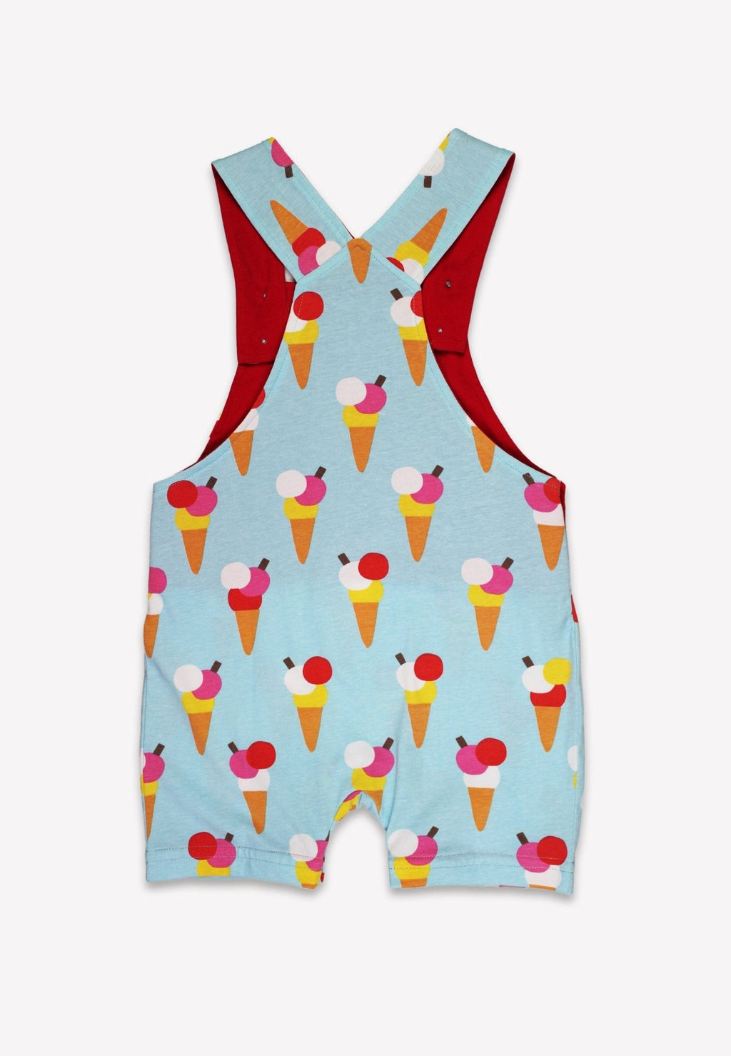 Toby Tiger Organic Dungaree Shorts - Ice Cream Cones Print