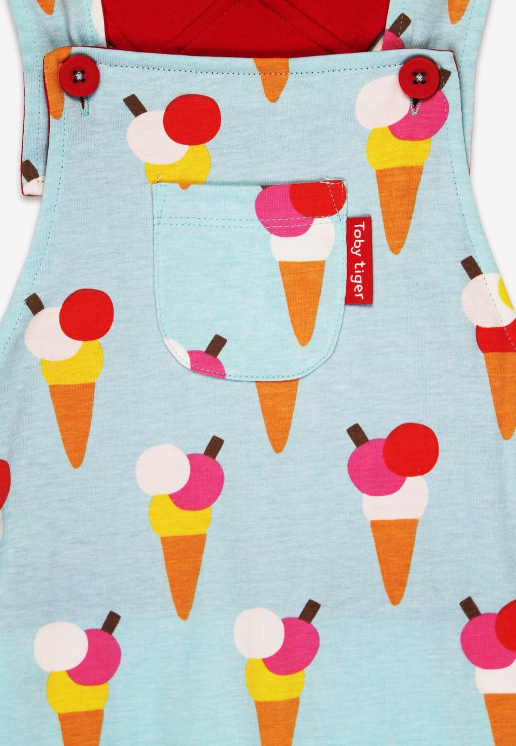 Toby Tiger Organic Dungaree Shorts - Ice Cream Cones Print
