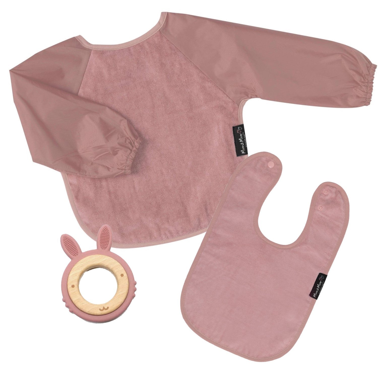 Dusty Pink Bibs & Teether Gift Set - Baby&More