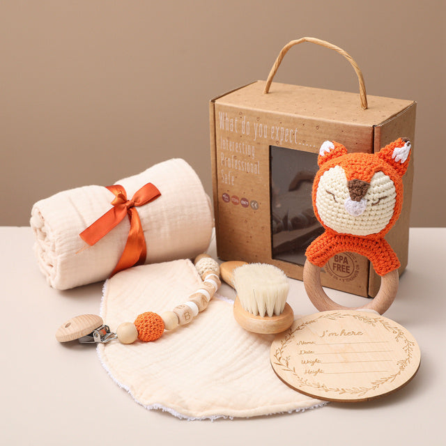Baby Six Piece Gift Set with Rattle & Brush