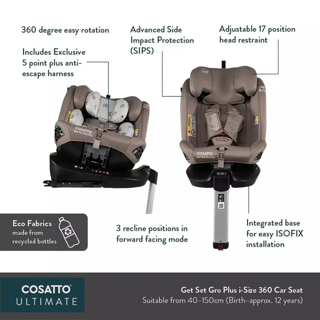 Cosatto Get Set Grow Plus i-Size Group 0+/1/2/3 360 Car Seat - Hoglet