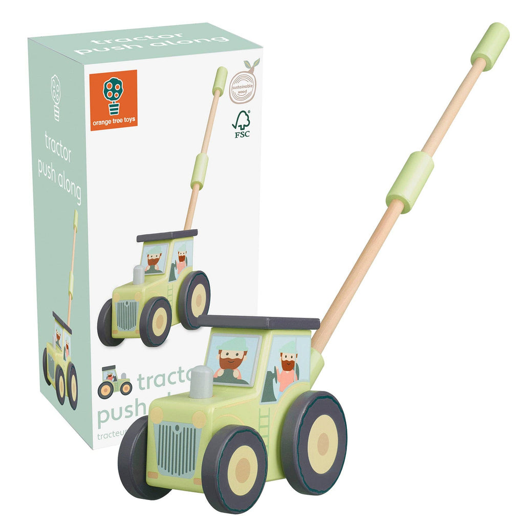 Orange Tree Toys - Tractor Wooden Push Along - Boxed