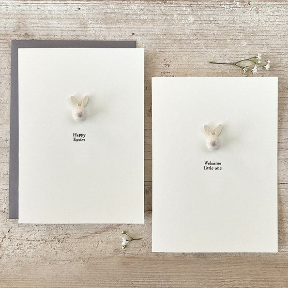 East of India Greetings Card - Welcome Little One with Wool Bunny - Baby&More