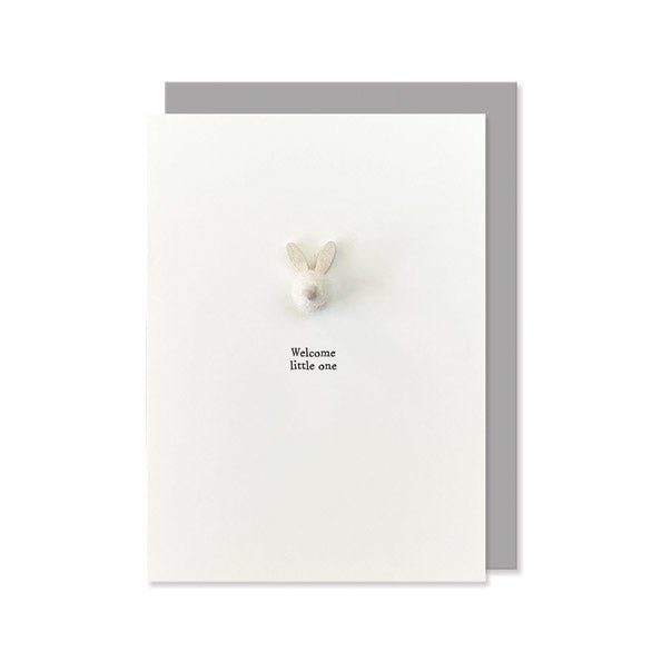 East of India Greetings Card - Welcome Little One with Wool Bunny - Baby&More