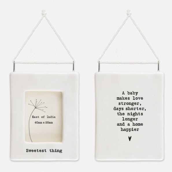 East of India Mini Porcelain Hanging Frame - Sweetest Thing - Baby&More