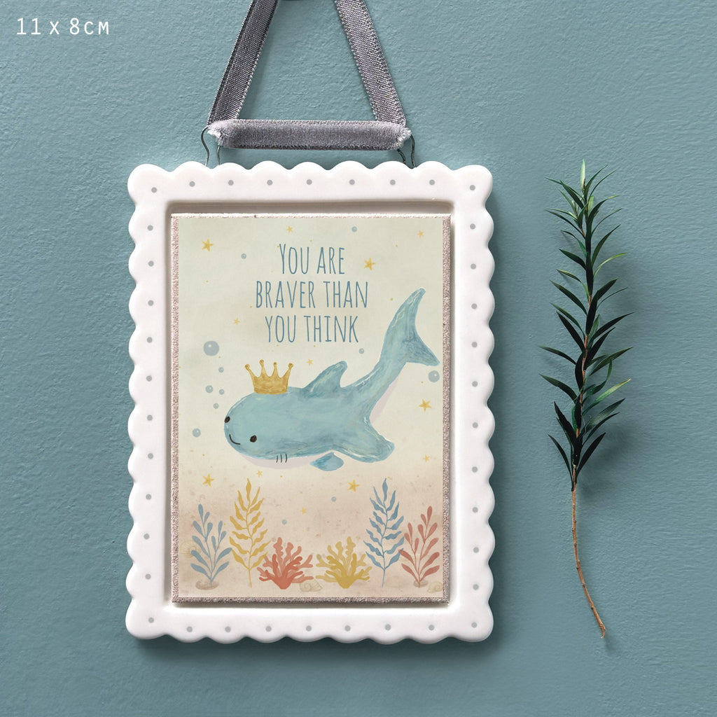 East of India Porcelain Frame - You Are Braver Than You Think - Baby&More