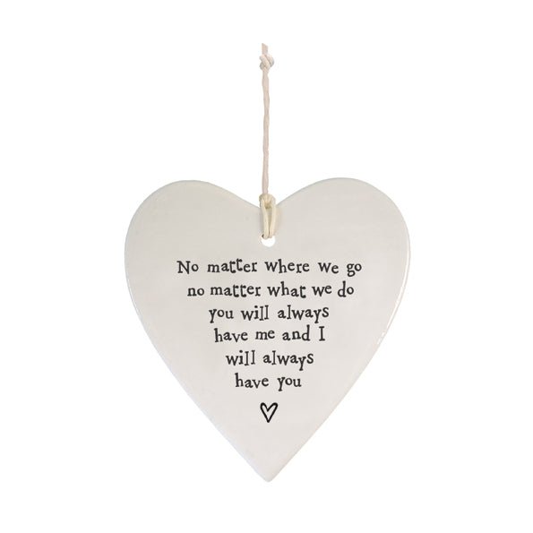 East of India Porcelain Round Heart - No Matter Where We Go - Baby&More