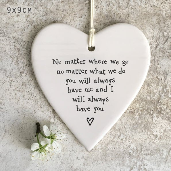 East of India Porcelain Round Heart - No Matter Where We Go - Baby&More