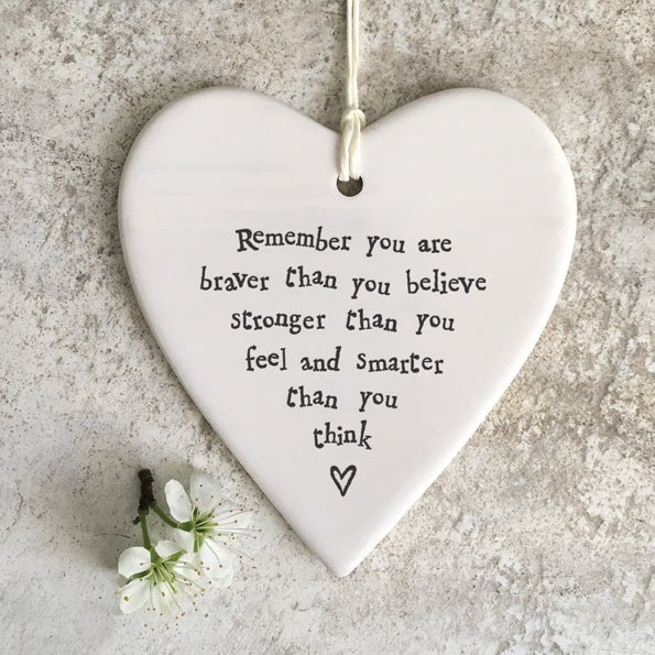 East of India Porcelain Round Heart - Remember You Are Braver - Baby&More