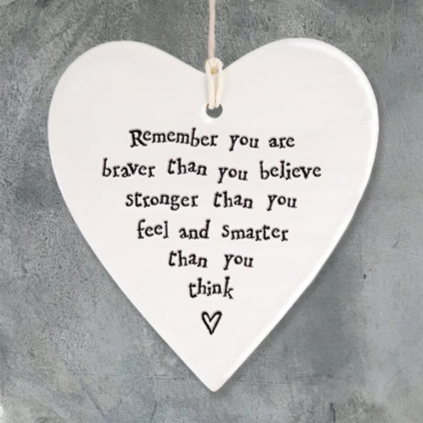 East of India Porcelain Round Heart - Remember You Are Braver - Baby&More
