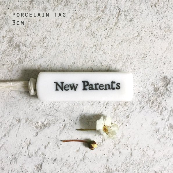 East of India Porcelain Tag - New Parents - Baby&More