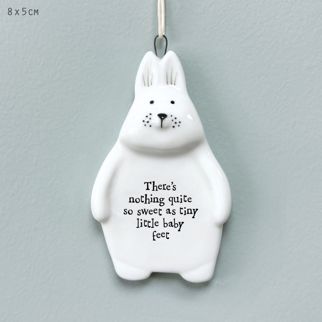 East of India Rabbit Hanger - Nothing Quite So Sweet as Tiny Little Baby Feet - Baby&More
