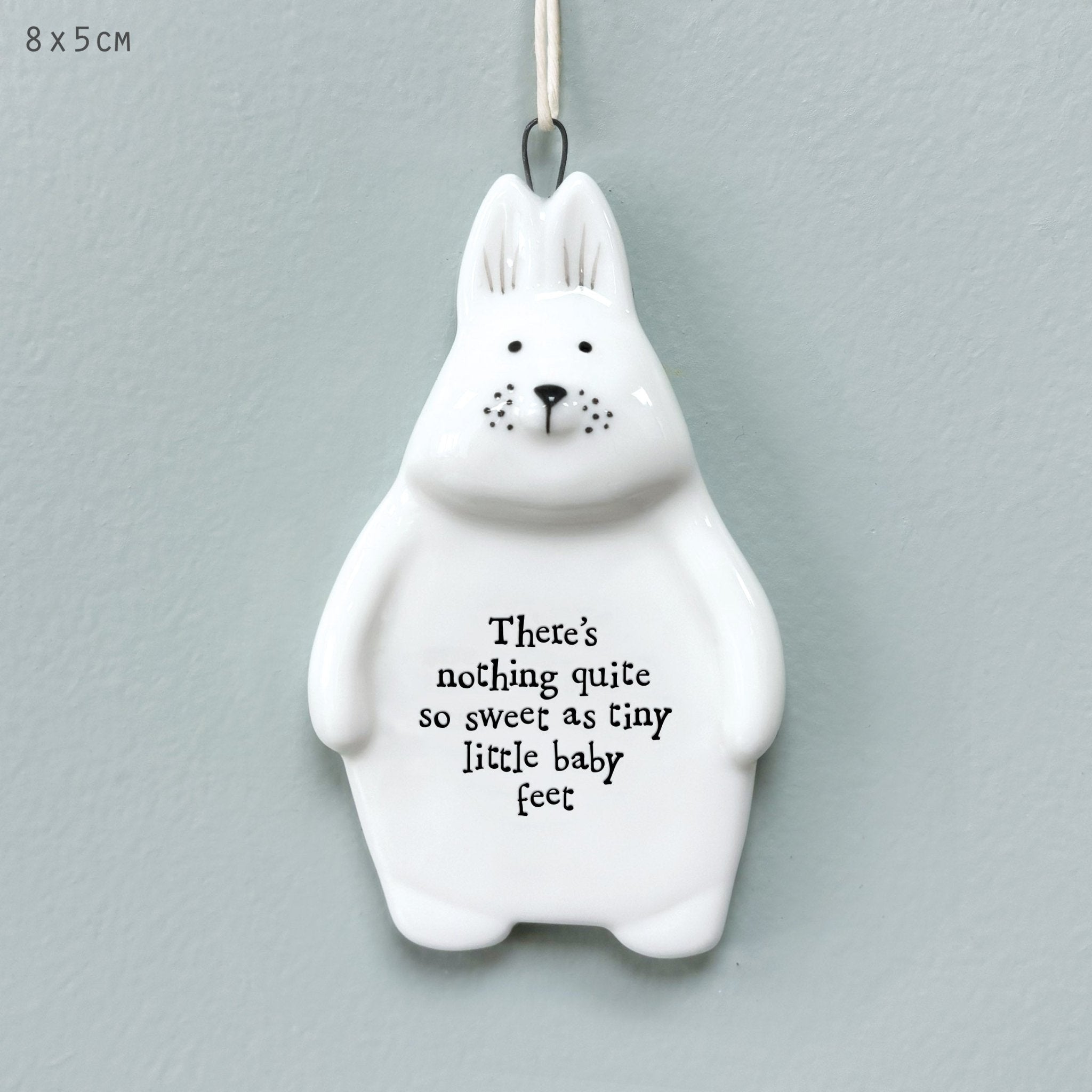 East of India Rabbit Hanger - Nothing Quite So Sweet as Tiny Little Baby Feet - Baby&More