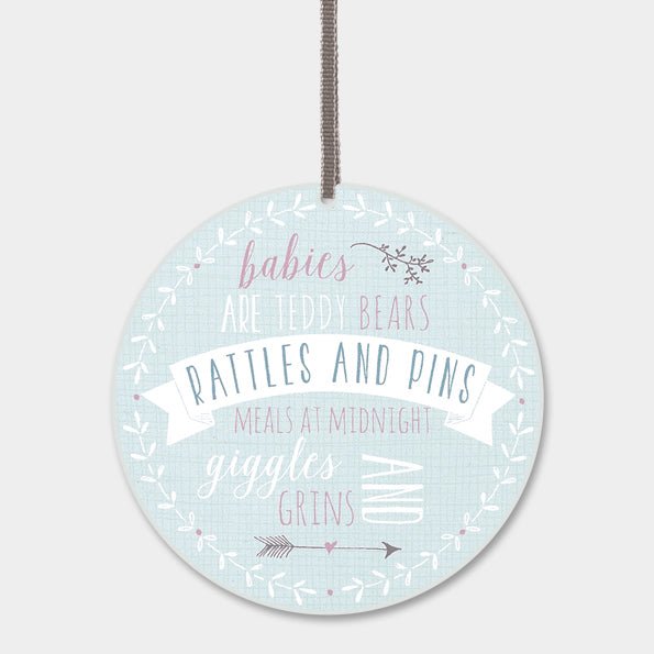 East of India Round Wooden Sign - Babies are Teddy Bears - Baby&More