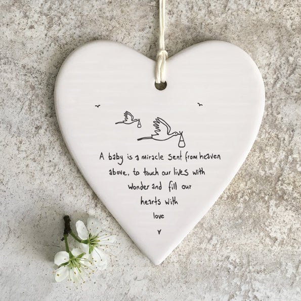 East of India Wobbly Round Heart - A Baby is a Miracle Sent From Heaven Above - Baby&More