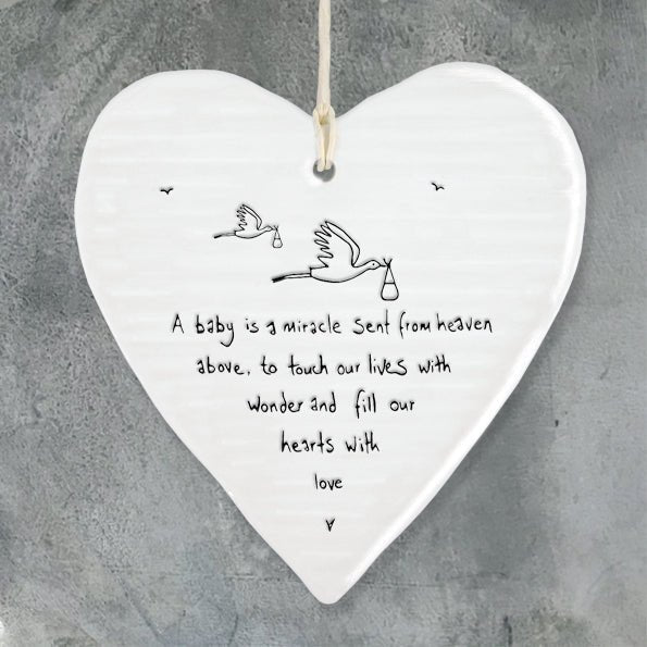 East of India Wobbly Round Heart - A Baby is a Miracle Sent From Heaven Above - Baby&More