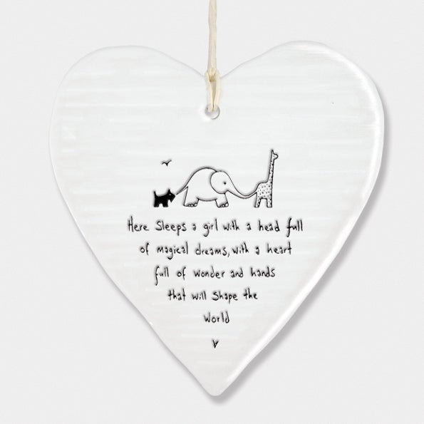 East of India Wobbly Round Heart - Here Sleeps a Girl - Baby&More