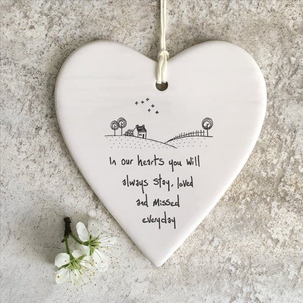 East of India Wobbly Round Heart - In Our Hearts You Will Always Stay - Baby&More