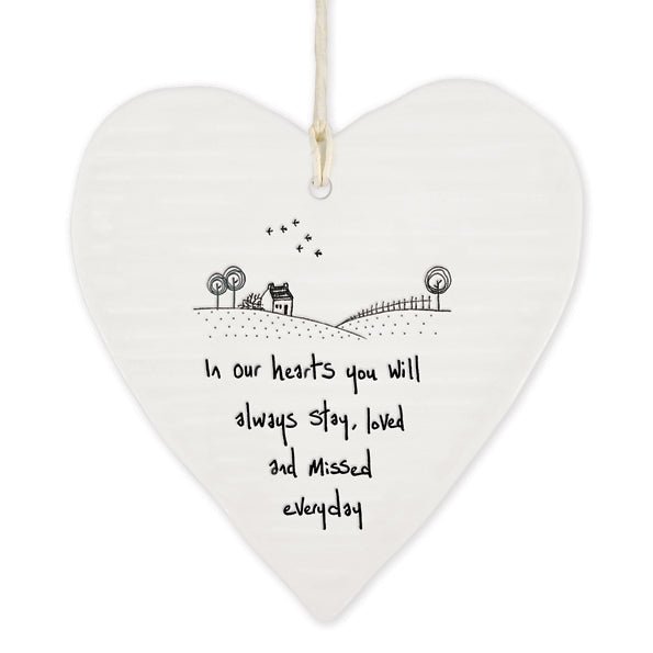 East of India Wobbly Round Heart - In Our Hearts You Will Always Stay - Baby&More