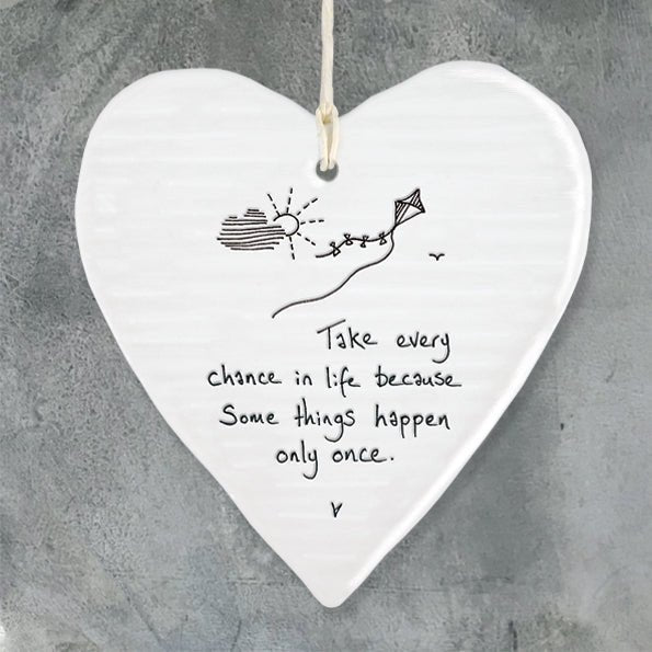 East of India Wobbly Round Heart - Take Every Chance In Life - Baby&More