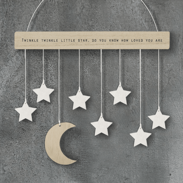 East of India Wood Twinkle Hanger Moon and Stars - Baby&More