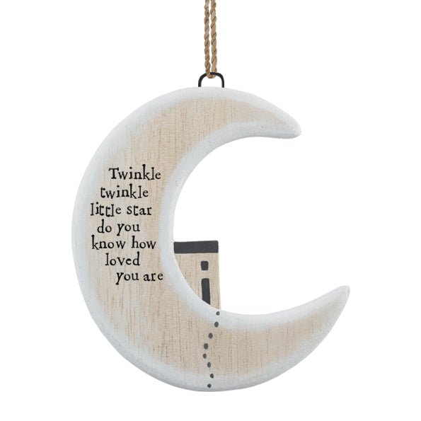 East of India Wood Twinkle Twinkle Hanger Moon - Baby&More