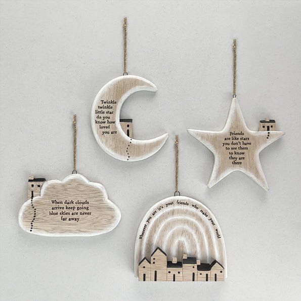 East of India Wood Twinkle Twinkle Hanger Moon - Baby&More