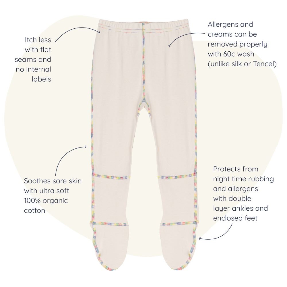 Eczema Clothing Ankle Protect Footed Pyjama Bottoms - 5-14 Years - Baby&More