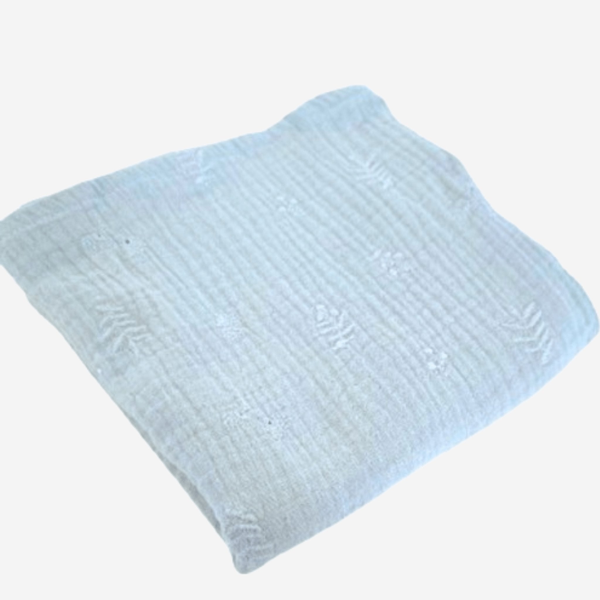 Embroidered Mohair Leaf Blanket - Blue
