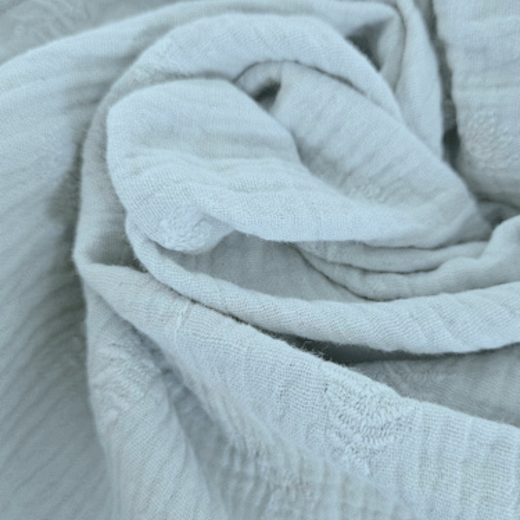 Embroidered Mohair Leaf Blanket - Blue