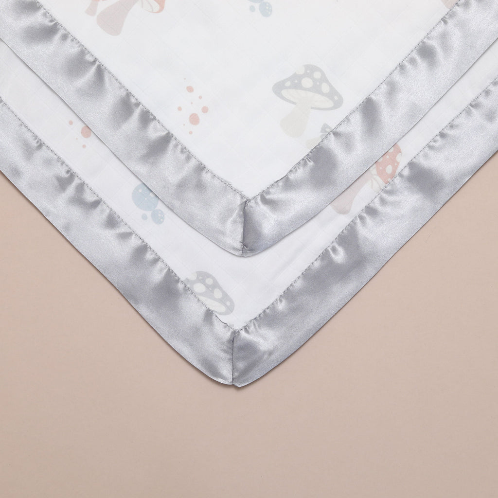Bullabaloo Enchanted Toadstool Comforter Blanket - Moonlight Grey Satin - 2-Pack