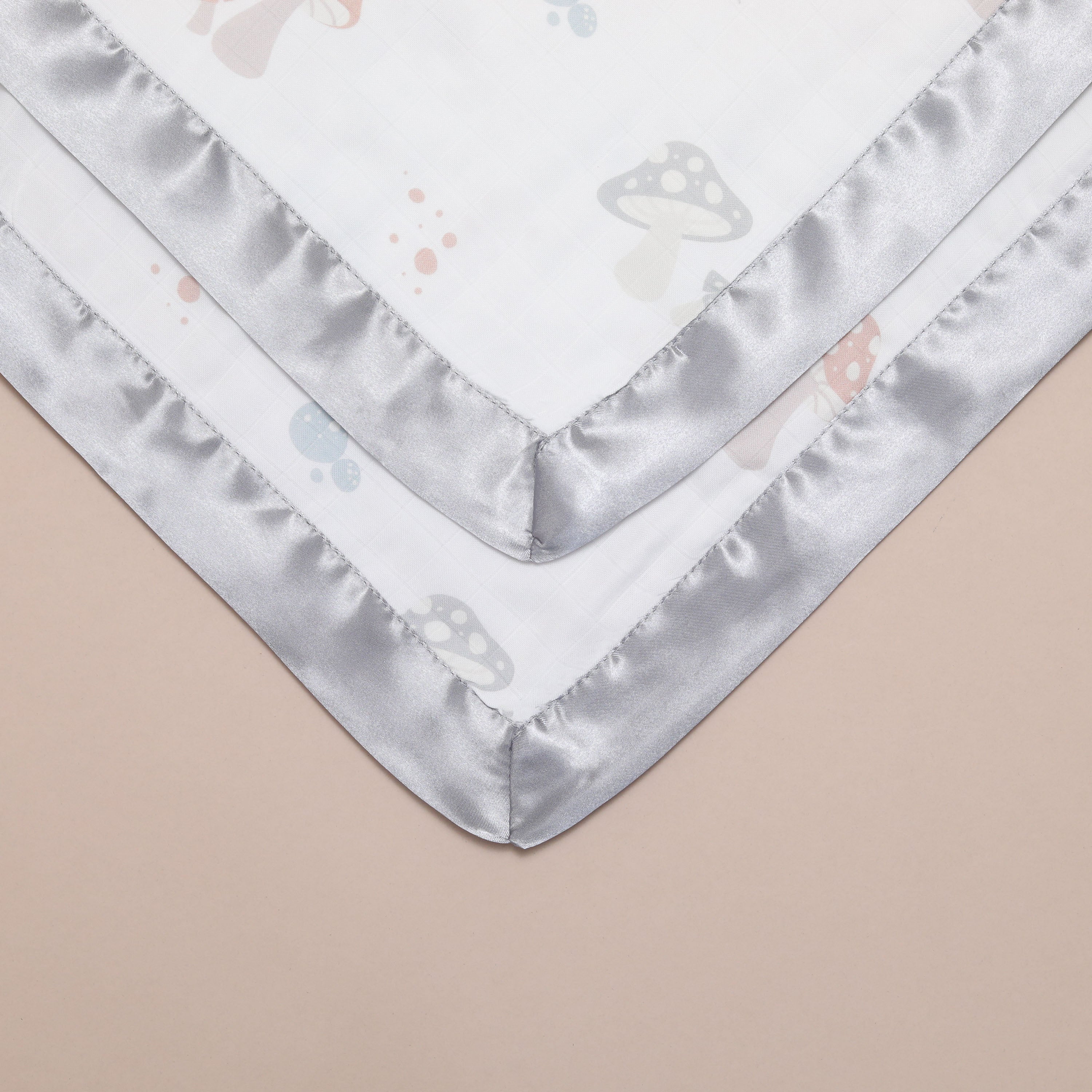 Bullabaloo Enchanted Toadstool Comforter Blanket - Moonlight Grey Satin - 2-Pack