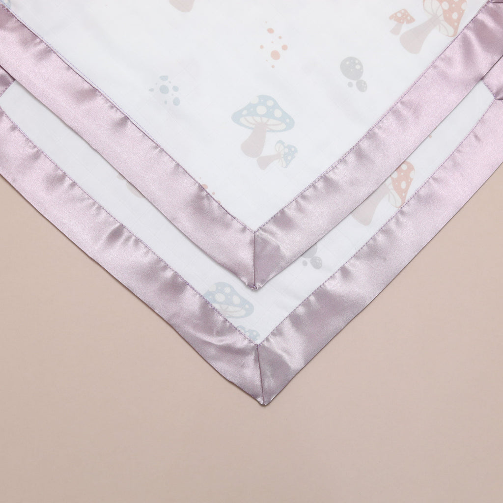 Bullabaloo Enchanted Toadstool Comforter Blanket - Soft Mauve Satin - 2 Pack
