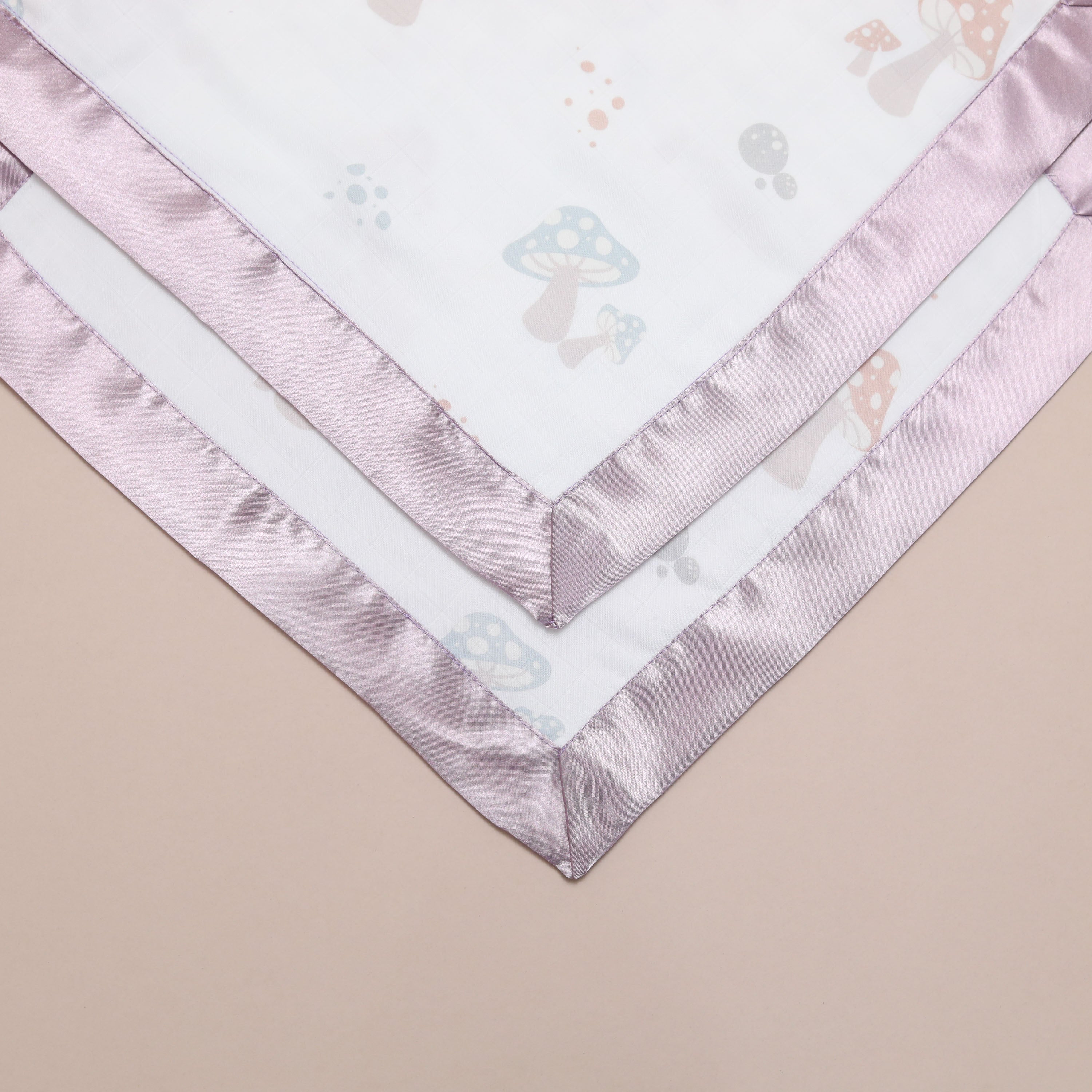 Bullabaloo Enchanted Toadstool Comforter Blanket - Soft Mauve Satin - 2 Pack