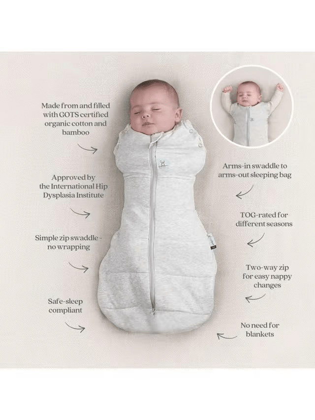 ergoPouch - Organic All Year Cocoon Swaddle Sleeping Bag - Oatmeal - 1.0 TOG - Baby&More