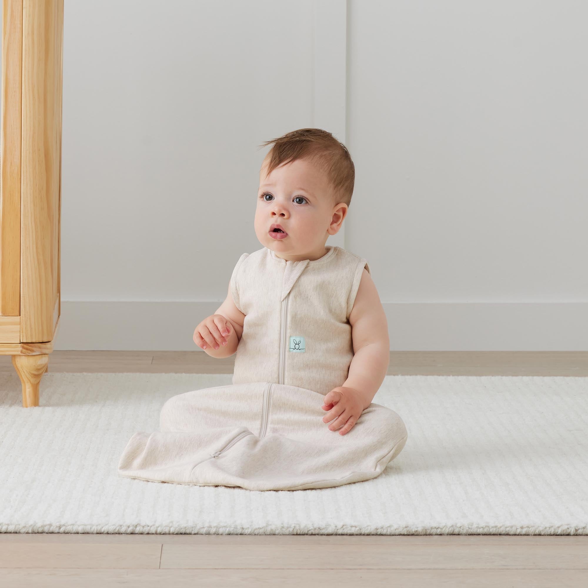 ergoPouch - Organic All Year Jersey Sleeping Bag - Oatmeal - 1.0 TOG - Baby&More