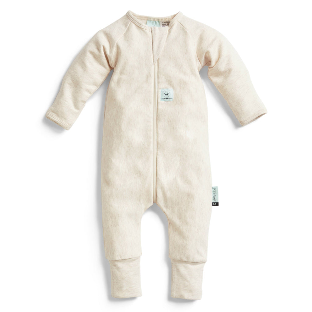 ergoPouch - Organic Layers Long Sleeve Babygrow - Oatmeal - Mild 0.2 TOG - Baby&More
