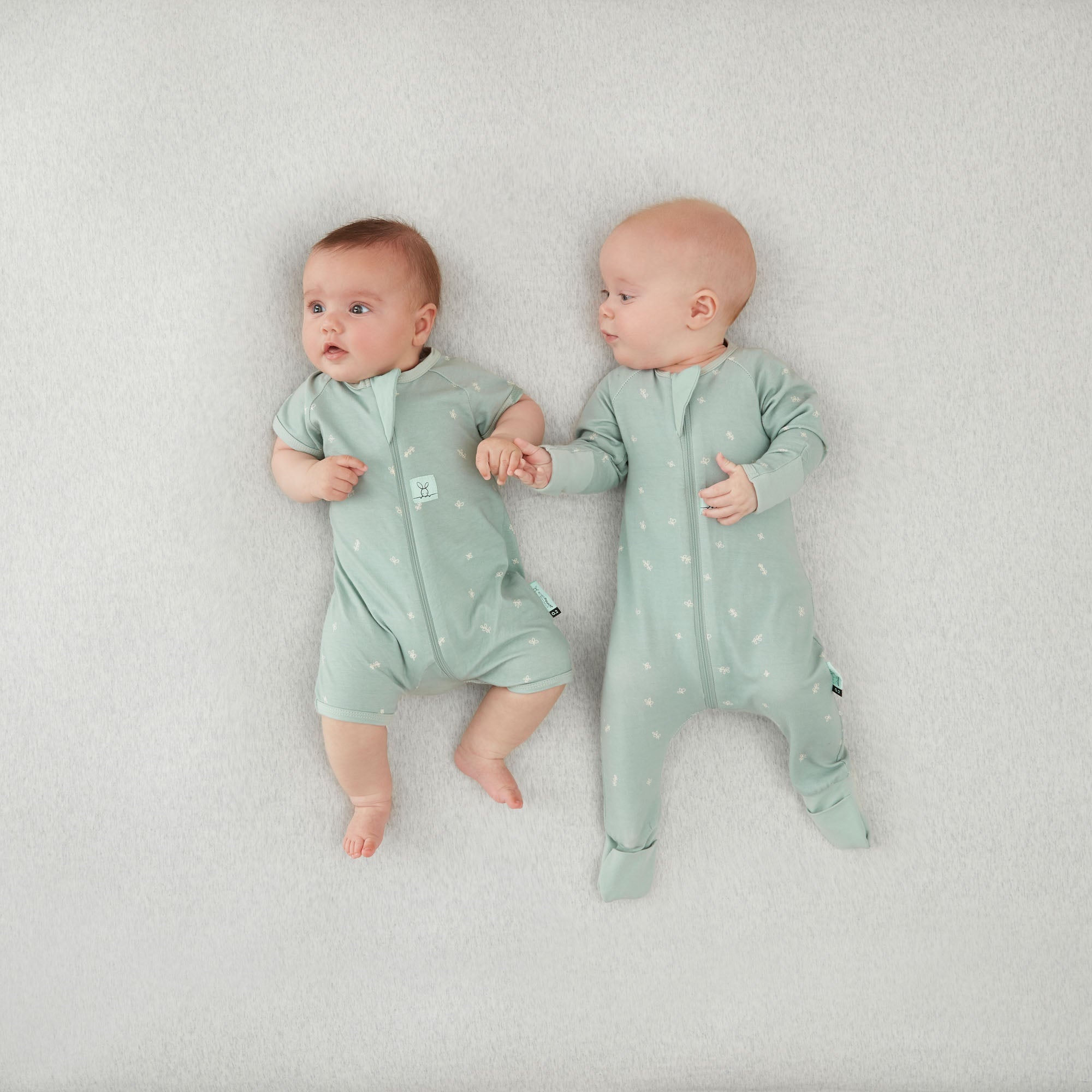 ergoPouch - Organic Layers Long Sleeve Babygrow Sleepsuit Sage - Mild 0.2 TOG - Baby&More