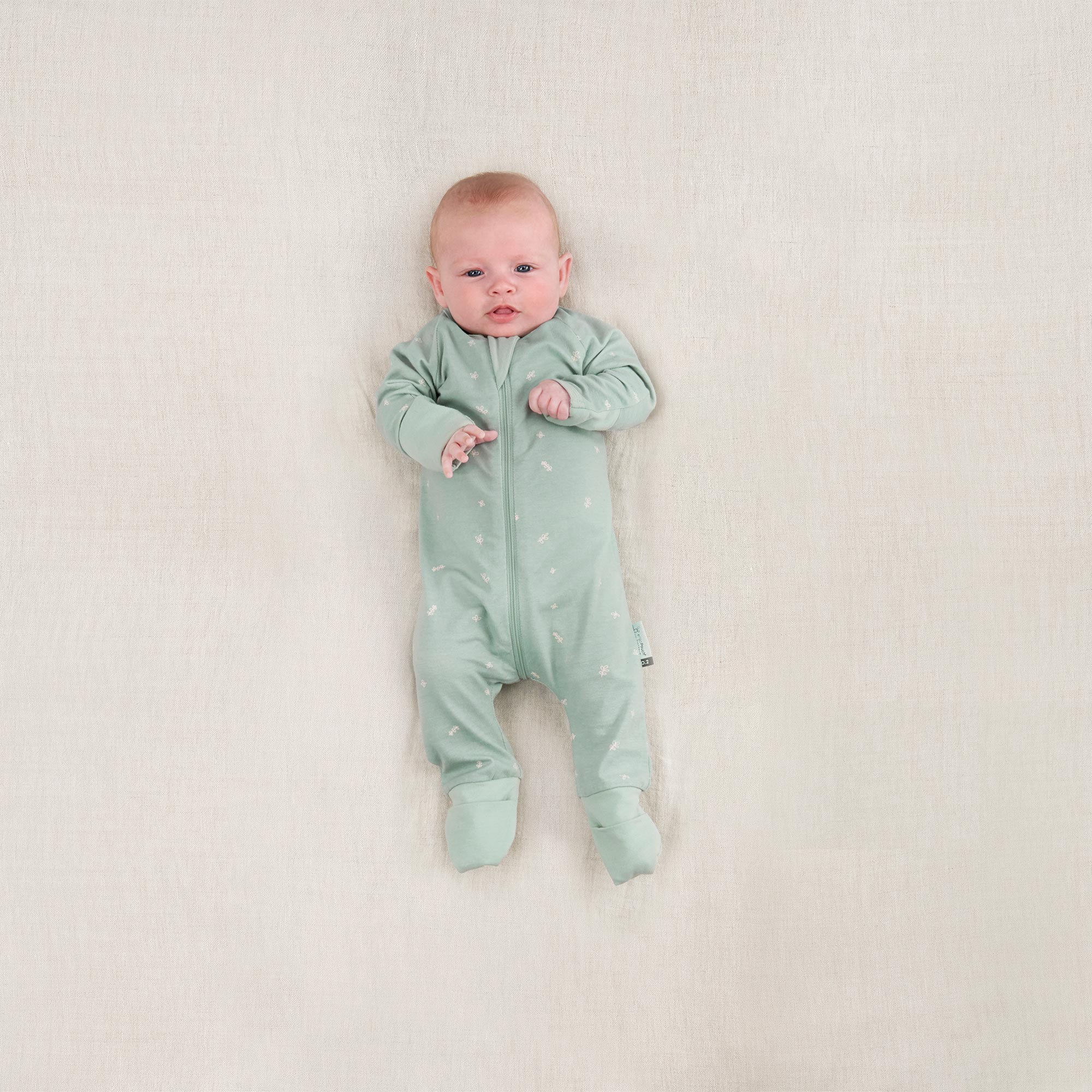 ergoPouch - Organic Layers Long Sleeve Babygrow Sleepsuit Sage - Mild 0.2 TOG - Baby&More