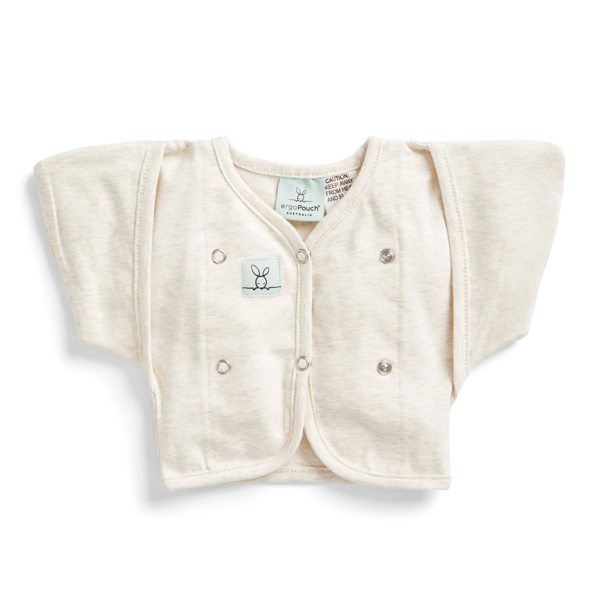 ergoPouch - Organic Short Sleeved Butterfly Sleep Swaddle Cardi - Oatmeal - 0.2 TOG - Baby&More