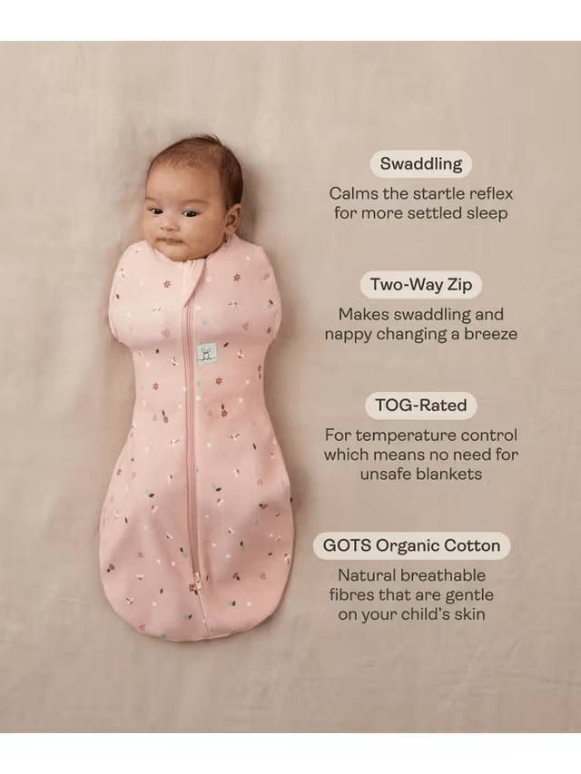 ergoPouch - Organic Summer Cocoon Swaddle Sleeping Bag - Blue Dragonflies - 0.2 TOG - Baby&More