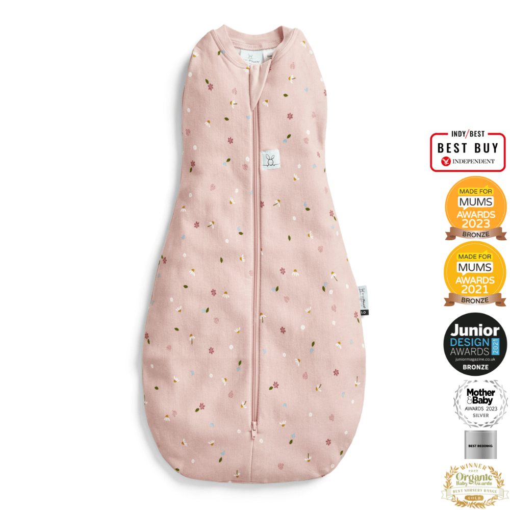 ergoPouch - Organic Summer Cocoon Swaddle Sleeping Bag - Pink Daisy - 0.2 TOG - Baby&More