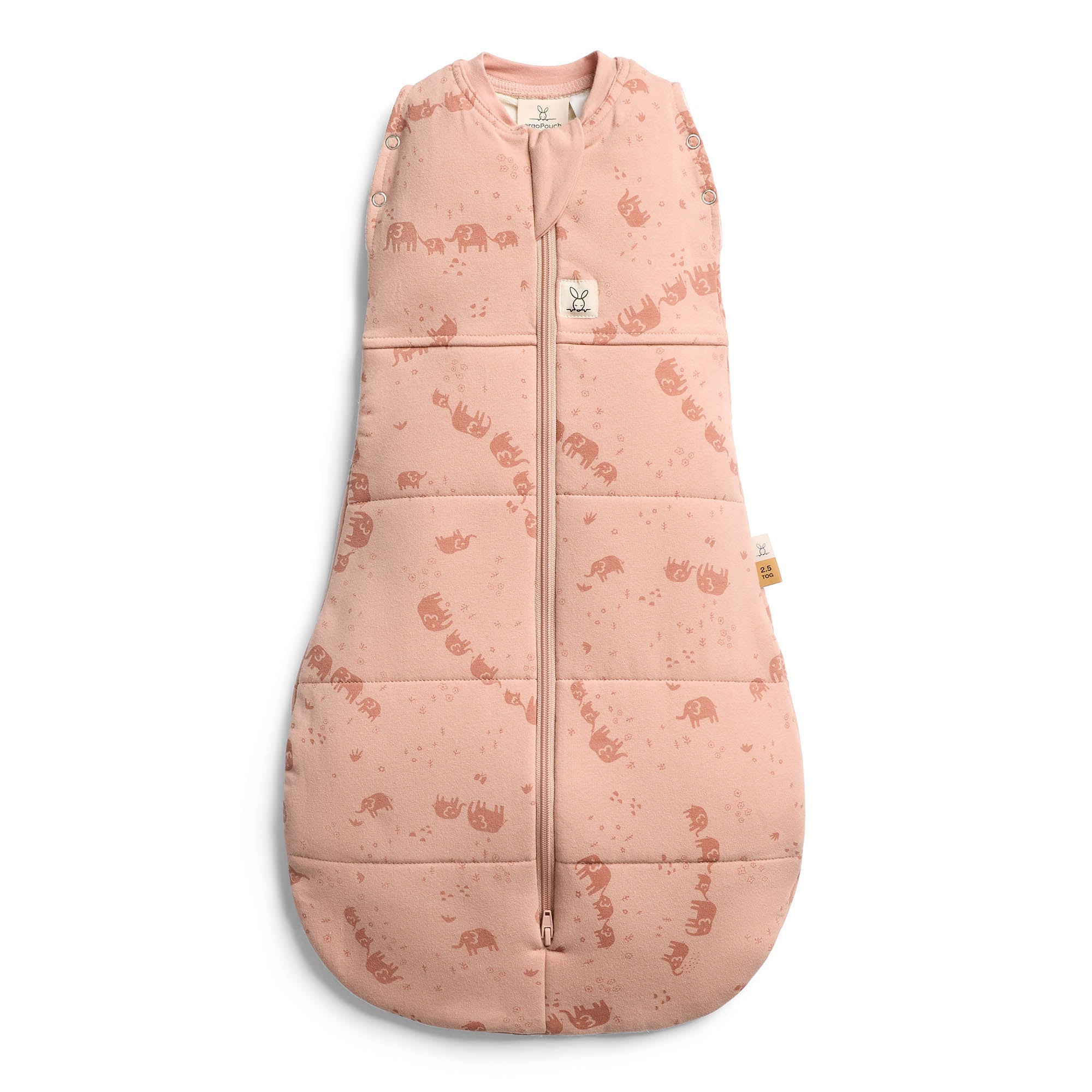 ergoPouch - Organic Winter Cocoon Swaddle Sleeping Bag - Peach Elephant Parade - 2.5 TOG - Baby&More