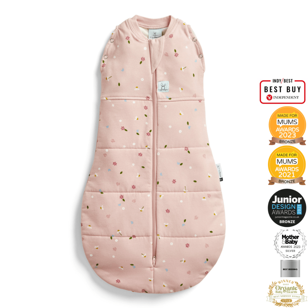 ergoPouch - Organic Winter Cocoon Swaddle Sleeping Bag - Pink Daisy - 2.5 TOG - Baby&More