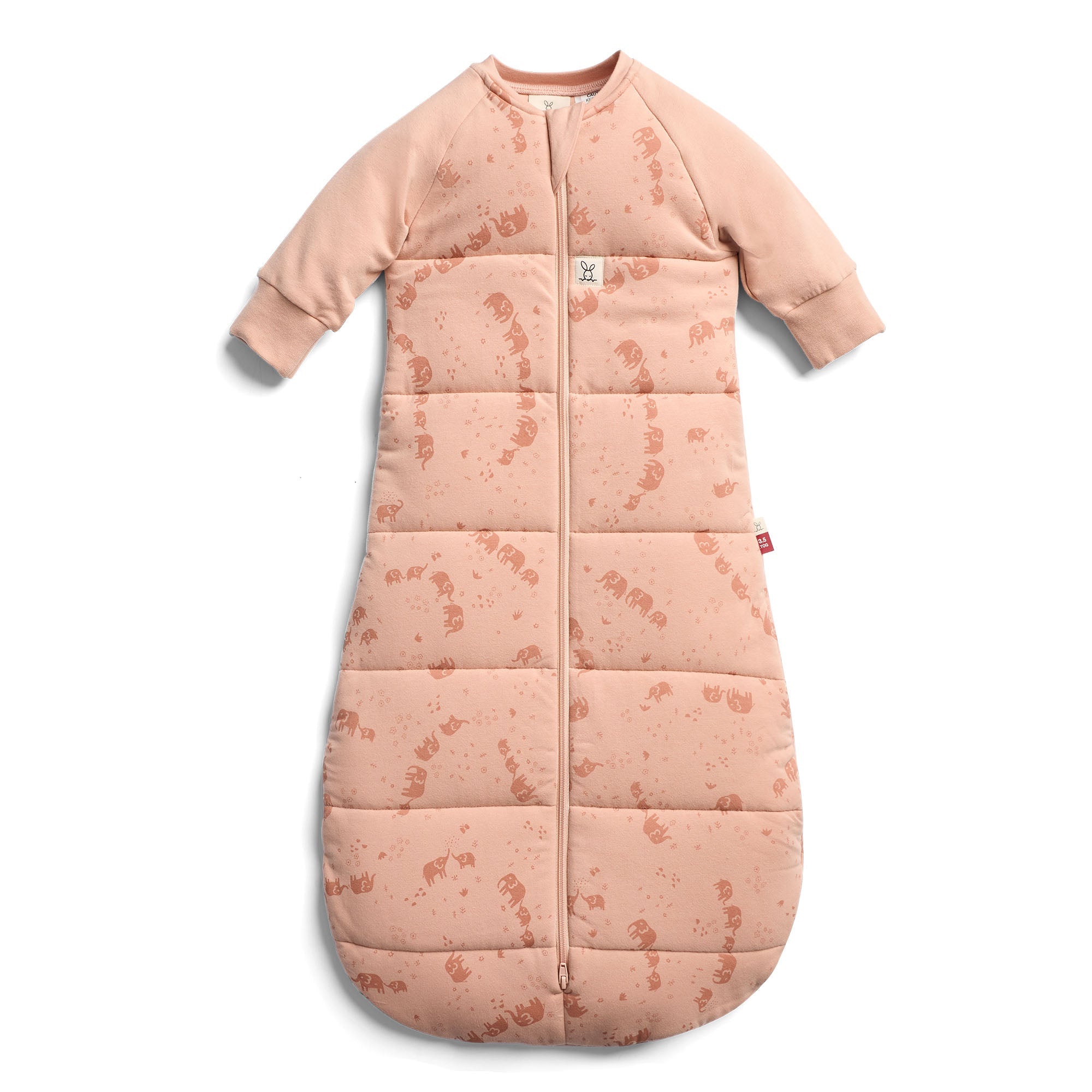 ergoPouch - Organic Winter Jersey Sleeping Bag - Peach Elephant Parade - 3.5 TOG - Baby&More