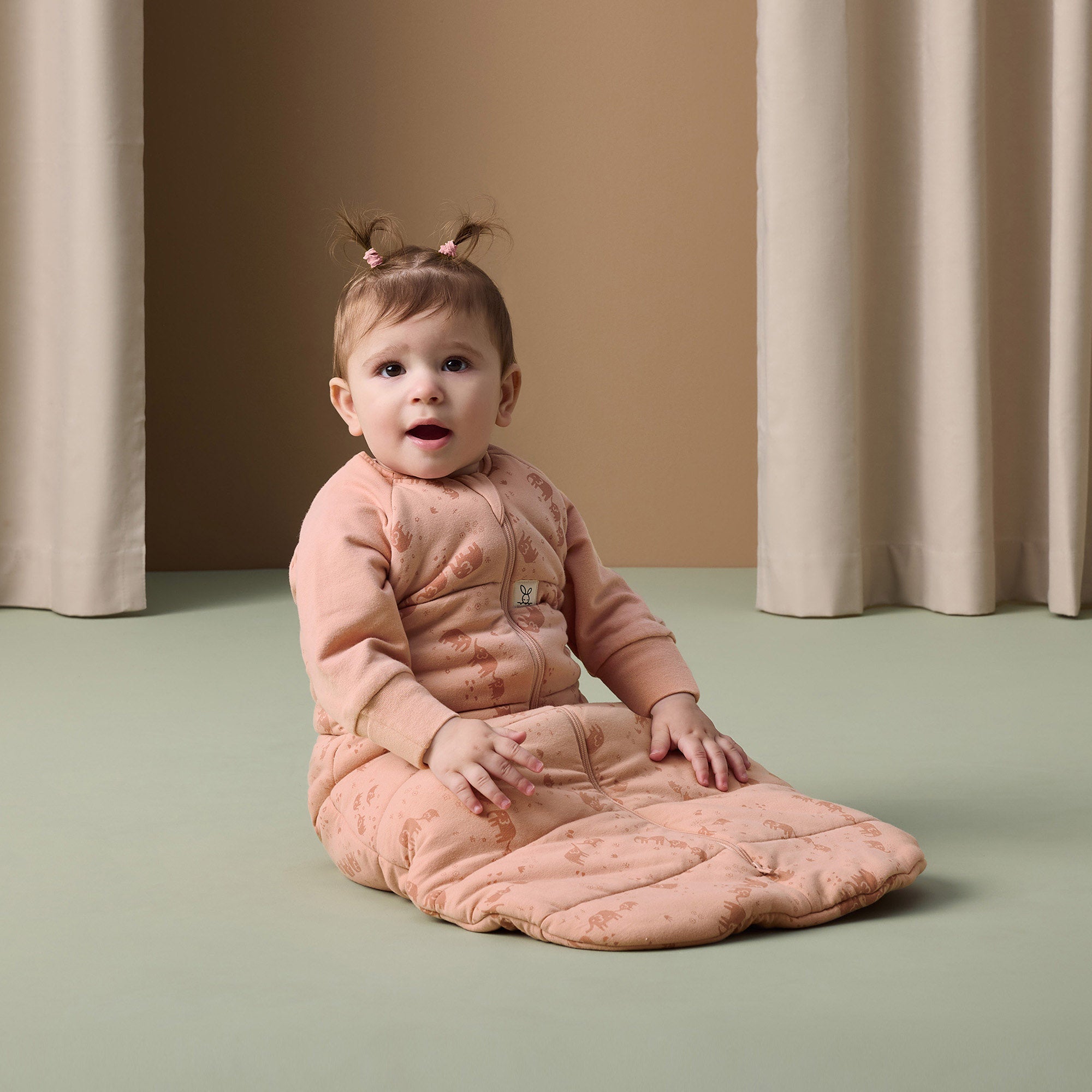 ergoPouch - Organic Winter Jersey Sleeping Bag - Peach Elephant Parade - 3.5 TOG - Baby&More