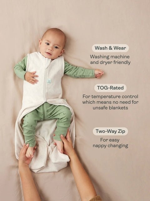 ergoPouch - Organic Winter Jersey Sleeping Bag - Sage - 3.5 TOG - Baby&More