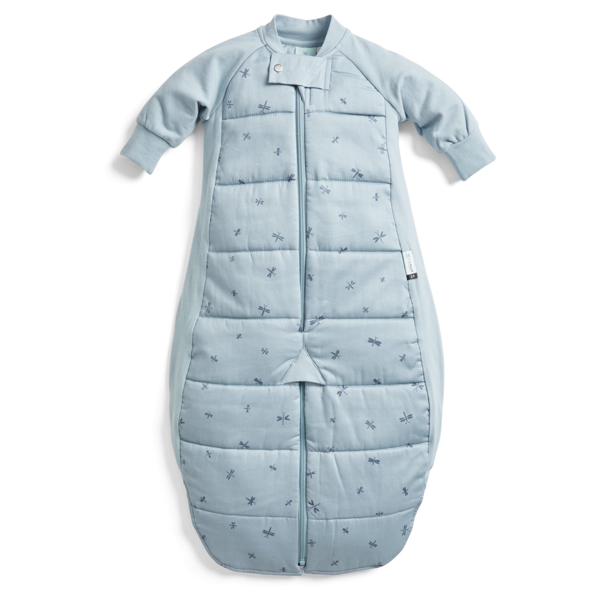 ergoPouch - Organic Winter Long Sleeved 2 in 1 Sleeping Suit Bag - Blue Dragonflies - 2.5 TOG - Baby&More
